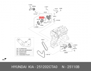 Насос водяной HYUNDAI G70 (17-),G80 (16-) KIA Stinger (17-) (2.0) OE 251202CTA0 HYUNDAI KIA