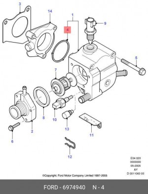 Прокладка FORD Mondeo (93-) корпуса термостата OE 6 974 940 FORD