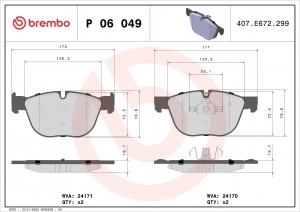 Колодки тормозные BMW X5 (E70) (07-) передние (4шт.) BREMBO P06049 BREMBO