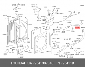 Патрубок радиатора верхний с 2-мя угл. AERO 2541387040 HYUNDAI KIA