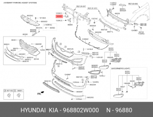 Блок управления HYUNDAI Santa Fe (12-) интелектуальной системы помощи при парков 968802W000 HYUNDAI KIA