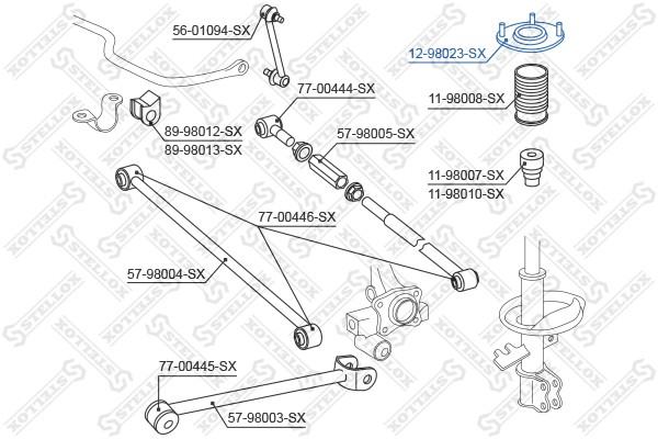 опора амортизатора заднего!\ Toyota Carina all 92-96 12-98023-SX STELLOX