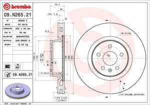 Диск тормозной 09.N265.21 09.N265.21 BREMBO