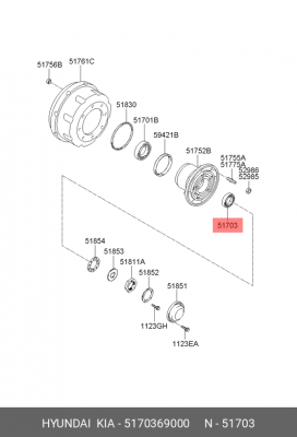Подшипник ступицы HYUNDAI HD160,170,260,270,AeroQueen передней наружный OE 5170369000 HYUNDAI KIA