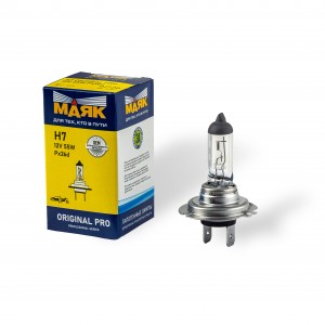 Лампа галогенная Н7 12V 55W "Маяк" Original Pro (PX26d) 02720 MAYAK