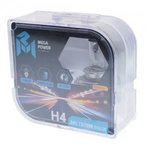 Лампа 24V H4 75/70W P43t-38 бокс (2шт.) Standart MEGAPOWER 37033026 MEGA POWER