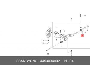 Сайлентблок SSANGYONG Actyon (10-) передний рычага переднего левый OE 4453034002 SSANG YONG