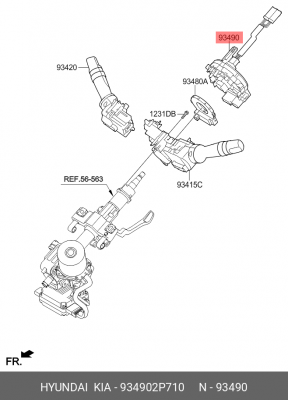 Кольцо KIA Sorento (12-) колеса рулевого контактное OE 934902P710 HYUNDAI KIA