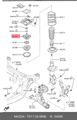 Опора амортизатора MAZDA CX-7 (06-) переднего OE TD11-34-380B MAZDA