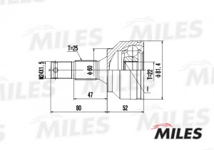 ШРУС наружный PEUGEOT 307 1.4/1.6 (GKN 303936) GA20378 GA20378 MILES