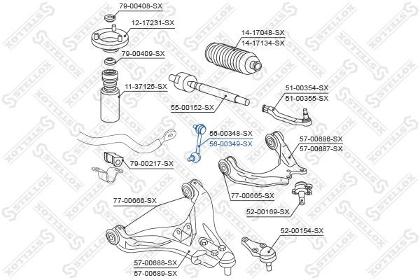 тяга стабилизатора переднего левая!\ Mitsubishi Pajero V65/63/73W 99> 56-00349-SX STELLOX