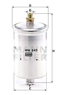 Фильтр топливный MERCEDES C (W201),E (W124),G (W463),S (W140) MANN WK845 MANN FILTER