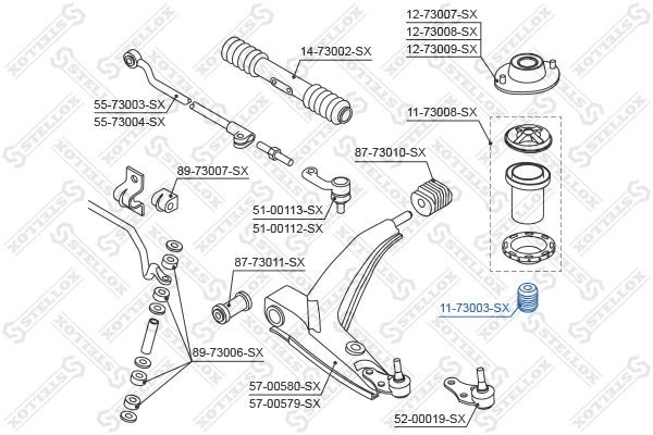 отбойник амортизатора переднего!\ Daewoo Leganza 97> 11-73003-SX STELLOX