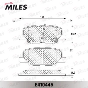 Колодки тормозные задние (Смесь Low-Metallic) MAZDA 6 12-/MITSUBISHI OUTLANDER 1 E410445 MILES