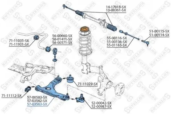 рычаг нижний правый!\ Seat Toledo, VW Golf/Vento 2.0 16V 91-99 5703563SX STELLOX