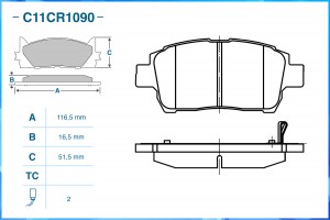 Тормозные колодки передние Low Metallic C11CR1090 C11CR1090 CWORKS