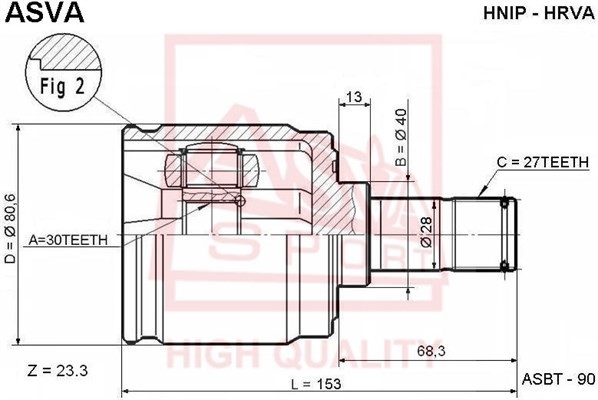 ШРУС ВНУТРЕННИЙ 30x40x27 (HONDA : HR-V AT CR-V RD1 AT JAPAN) HNIPHRVA HNIP-HRVA ASVA