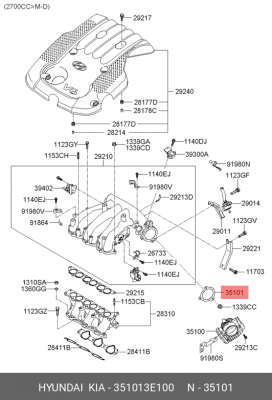 Прокладка HYUNDAI Santa Fe (06-) регулятора давления топлива OE 351013E100 HYUNDAI KIA