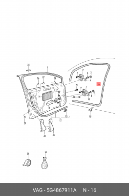 5G4867911A Уплотнитель двери внутри 5G4 867 911 A VAG