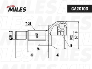 ШРУС наружный FORD FIESTA/FUSION 1.4TD 01- (SKF VKJA5638) GA20103 GA20103 MILES
