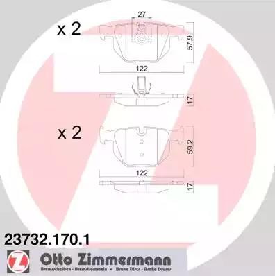 колодки дисковые !задн. 122x58x17 \ BMW E60 2.0i-4.5i/3.0D 03> 23732.170.1 ZIMMERMANN