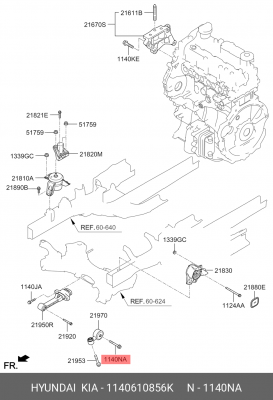 Болт HYUNDAI HD65,72,78 крепления пальца задней рессоры OE 1140610856K HYUNDAI KIA