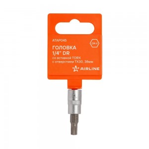 Головка 1/4 со вставкой TORX с отверстием TX30, L=38мм (ATAP045) ATAP045 AIRLINE