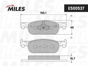 Колодки тормозные передние (Смесь CERAMIC серия PRO) LADA X-RAY (TRW GDB2157) E5 E500537 MILES