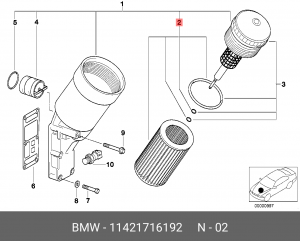 Фильтр масляный BMW 3 (E30,36), 5 (E34) (1.8/2.0) OE 11 42 1 716 192 BMW