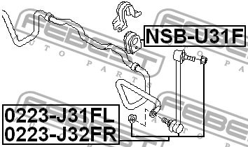 Втулка стабилизатора передняя NISSAN PRESAGE U31 2003.06-2009.09 NSB-U31F NSB-U31F FEBEST