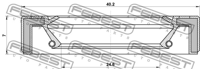 Сальник коробки скоростей 24.6X40.2X7X7 95GAY-26400707R FEBEST