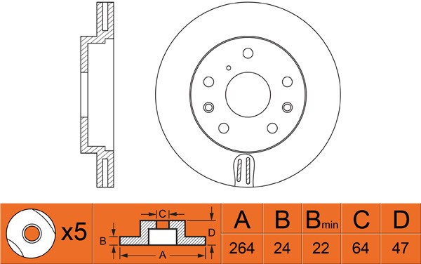 Диск тормозной CHERY Tiggo (05-14) передний (1шт.) NIBK RN1347 NIBK