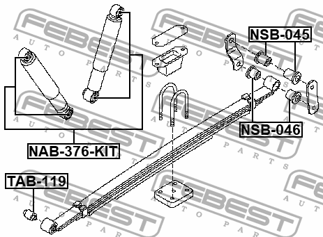 Втулка рессоры NISSAN NAVARA D40M 2005.05- NSB-045 NSB-045 FEBEST
