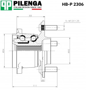 Ступица с подшипником в сборе задняя NISSAN X-TRAIL   HB-P2306 HBP2306 PILENGA