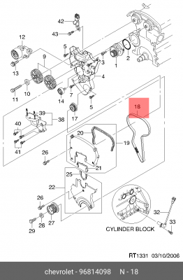 Ремень ГРМ CHEVROLET Cruze (1.6) (09-),Lacetti (127х25.4) OE 96814098 GENERAL MOTORS
