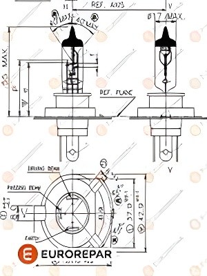 H4 12V-60/55W Стандартная, P43t 1616431180 EUROREPAR