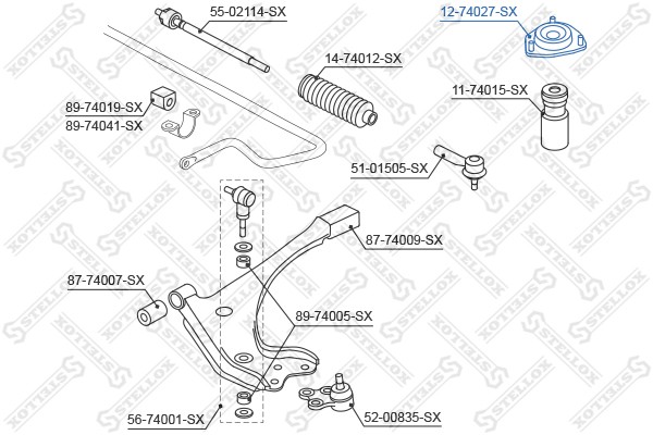 опора амортизатора переднего!\ Nissan Primera W10 1.6i/2.0i/2.0D 90-98 12-74027-SX STELLOX