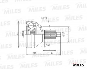 ШРУС наружный VW POLO седан RUS 11-/SKODA RAPID/FABIA/ROOMSTER 1.2-2.0 00- (GKN  GA20020 MILES
