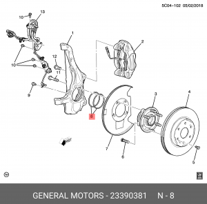 Кольцо уплотнительное CHEVROLET Tahoe ступицы передней OE 23390381 GENERAL MOTORS