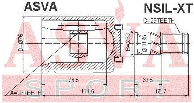 ШРУС ВНУТРЕННИЙ ЛЕВЫЙ 24x39x29 NSILXT NSIL-XT ASVA