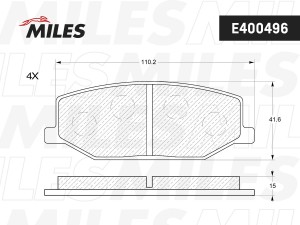 Колодки тормозные передние (без датчика) (Смесь Low-Metallic) SUZUKI JIMNY/SAMUR E400496 MILES