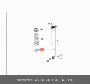Прокладка задней пружины нижняя MB W204 MERCEDES-BENZ A204 324 01 84 A 204 324 01 84 MERCEDES BENZ