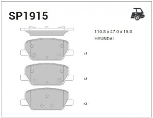 Колодки тормозные HYUNDAI Santa Fe (18-) задние (4шт.) SANGSIN SP1915 SANGSIN