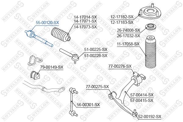 тяга рулевая к-кт с пыльником\ Infiniti FX35 S50 5500120SX 55-00120-SX STELLOX