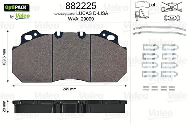 Колодки тормозные 29090 249.6*114.2*28 882225 VALEO PHC