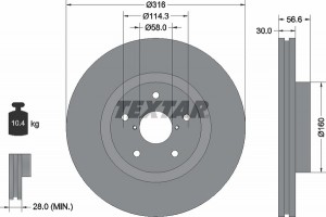 92199203 диск тормозной передний!\ Subaru Tribeca 3.0/3.6i 05> 92199203 TEXTAR
