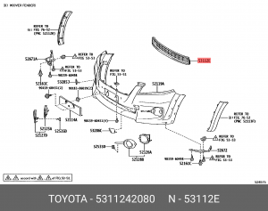 решетка бампера переднего нижняя!\ Toyota 53112-42080 TOYOTA