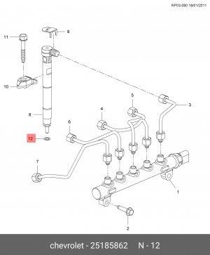Кольцо уплотнительное OPEL форсунки топливной комплект (5шт.) OE 25185862 GENERAL MOTORS