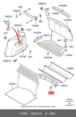 Пистон FORD Focus (05-),C-Max (07-) обшивки багажника OE 1 354 124 FORD