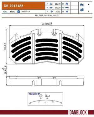 колодки торм.! c р/к п/з диск. т.\ MAN DB2913182 DANBLOCK